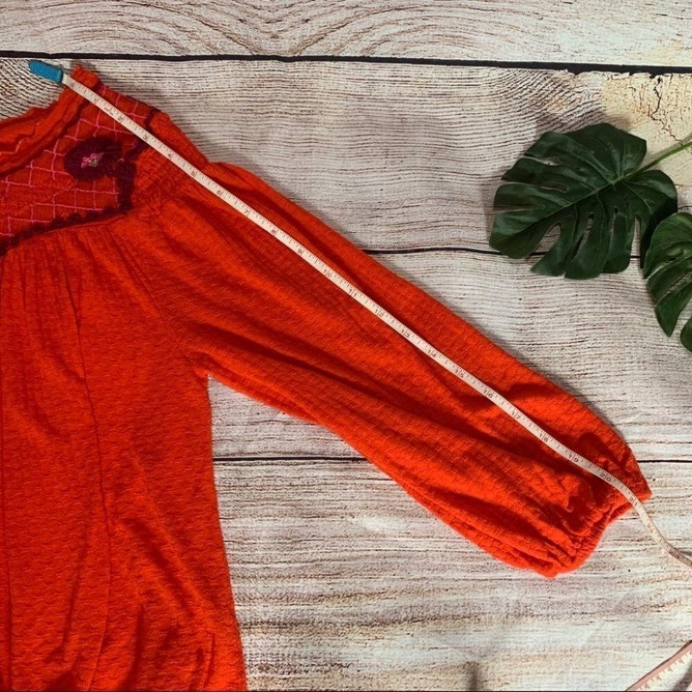 Free People Boho Begonia Red Embroidered Top - Picture 15 of 16